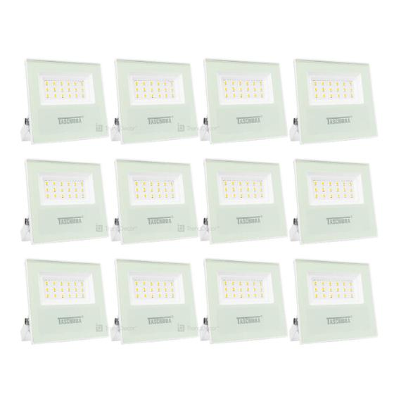 Imagem de Kit 12 Refletores Taschibra TR LED 20W Slim Branco