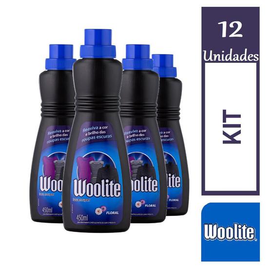 Imagem de Kit 12 Sabão líquido Woolite Roupas Escuras Floral 450ml