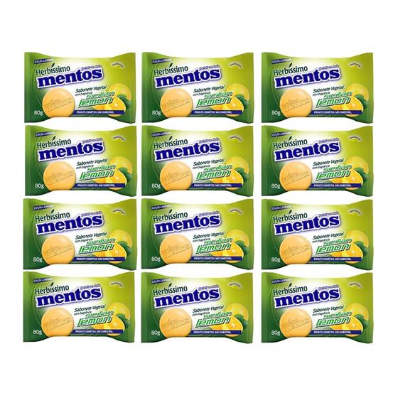 Imagem de Kit 12 Sabonete Mentos Limão Siciliano Sabão em Barra Frutas 80g Herbíssimo