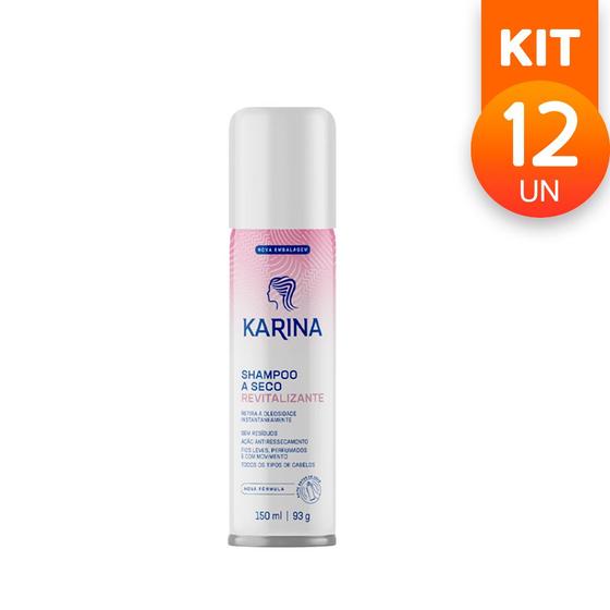 Imagem de Kit 12 Shampoo A Seco Karina Revitalizante Remoção de Oleosidade Brilho Capilar 150ml
