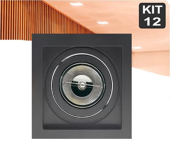 Imagem de Kit 12 Spot de Embutir AR70 Recuado Quadrado + Lamp