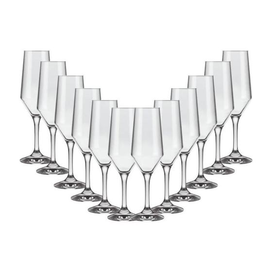 Imagem de Kit 12 Taça Champagne Cristal Buffet Vidro Liso 186 Ml Nadir