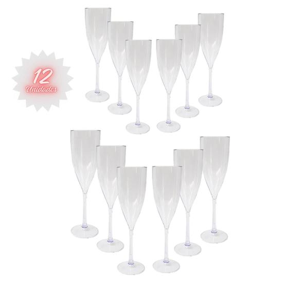 Imagem de Kit 12 Taças Champanhe Espumante Acrílico 180Ml Transparente