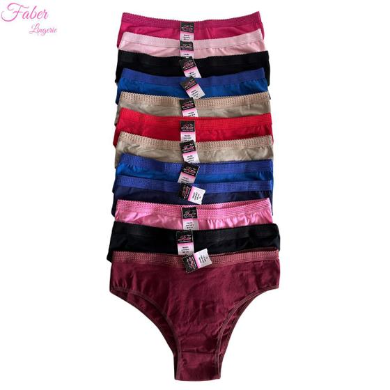 Imagem de Kit 12 Tangas Calcinhas 100% algodão Tangão Cotton Faber