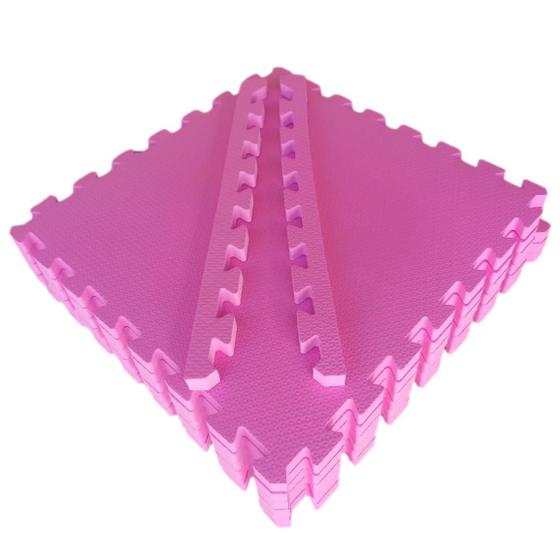 Imagem de Kit 12 Tatames Tapetes EVA 50x50x2cm 20mm Rosa Pink