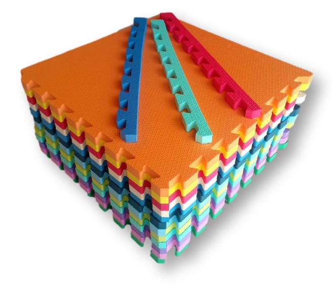 Kit 12 Tatames Tapetes EVA Coloridos 50x50x3cm 30mm Menor preço em Kit 12 Tatames Tapetes EVA Coloridos 50x50x3cm 30mm