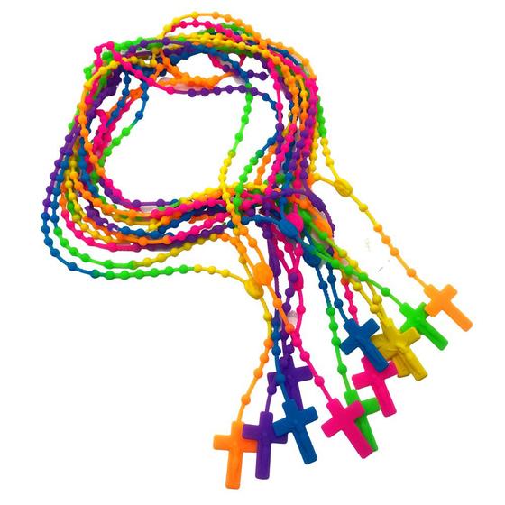 Imagem de Kit 12 Terços Católicos De Plástico Colorido