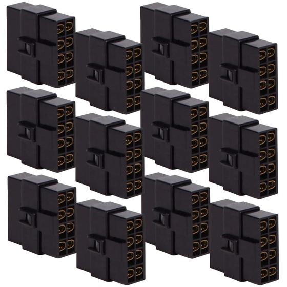 Imagem de Kit 12 Terminal Conector 8 Vias Trava Macho Fêmea Technoise