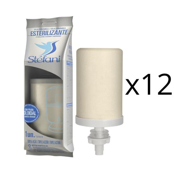 Imagem de KIT 12 UN Vela Stéfani Tripla Ação Carv prata Esterilizante