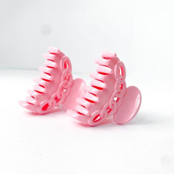 Imagem de Kit 12 unidades de Presilhas garra formato elo corrente com gliter hair delicado