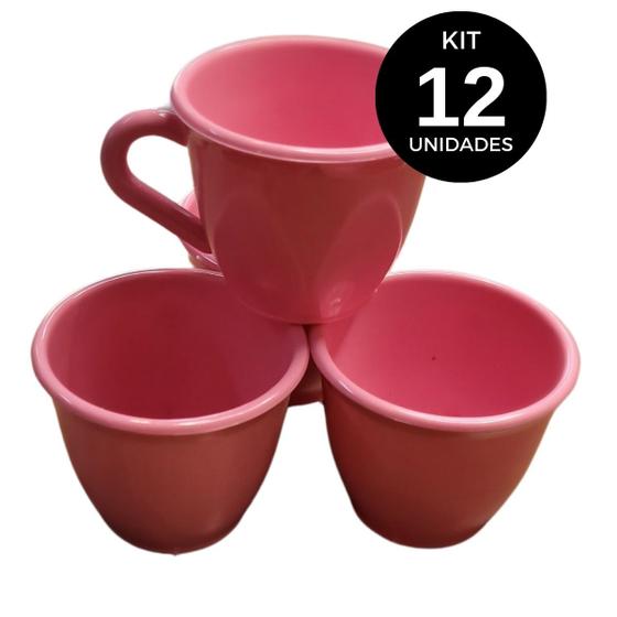 Imagem de Kit 12 Xícaras Branca Vermelha Preta Lembrancinha Café Chá 60 Ml jogo Xicara Acrílico plastica Cafézinho