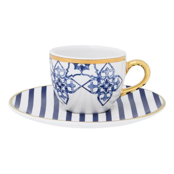 Imagem de Kit 12 Xícaras Com Pires Coup Lusitana Oxford Porcelana 200 ML