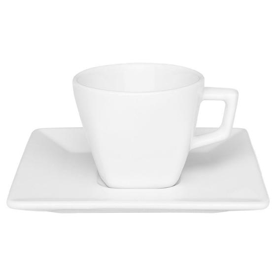 Imagem de Kit 12 Xícaras Com Pires Quartier White Oxford Porcelana 200 ML