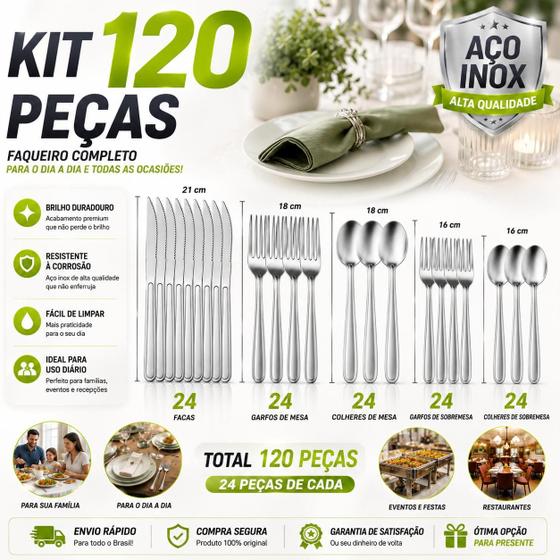 Kit 120 Talheres em Inox Premium