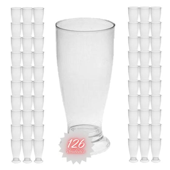 Imagem de Kit 126 Copos Mini Tulipa Acrílico Transparente 220ml Chopp