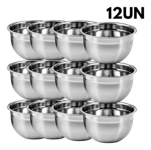 Imagem de Kit 12Un Tigela Bowl Saladeira Redonda Culinária Aço Inox 4L