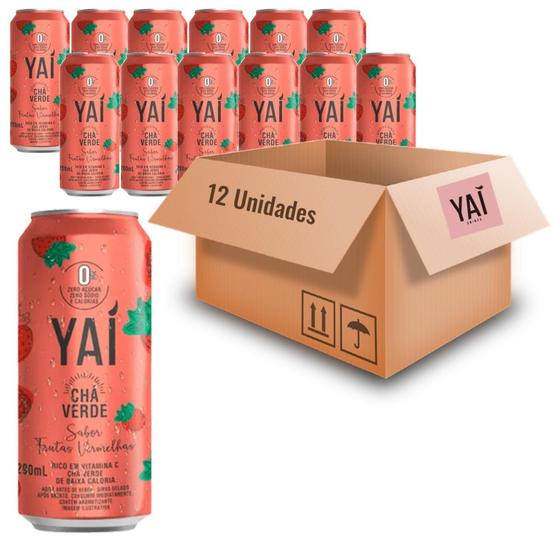 Imagem de Kit 12Und Chá Verde Yai Sabor Frutas Vermelhas Lata 290Ml