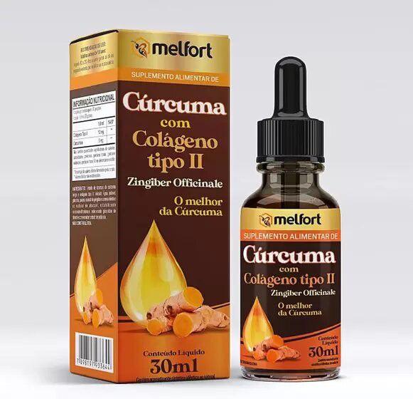 Imagem de Kit 12x ATACADO Cúrcuma Com Colágeno Tipo 2 Melfort 30ml