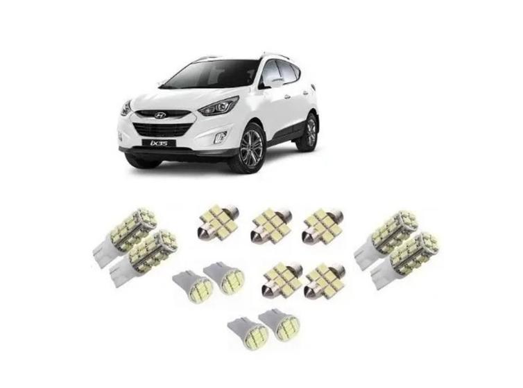 Imagem de Kit 13 Lâmpadas Leds Smd Pingo Teto Placa Re Hyundai Ix35