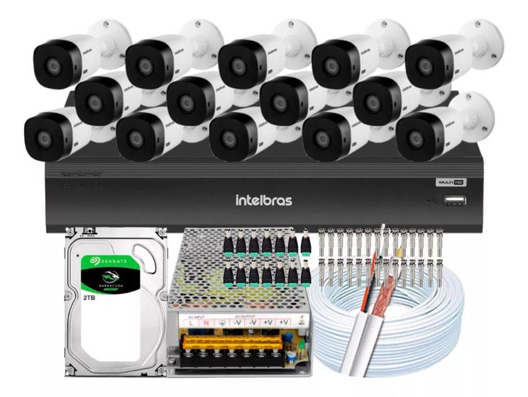 Imagem de Kit 14 Câmeras Multi Hd Intelbras 1120b Dvr 16 Canais Com Hd 2tb