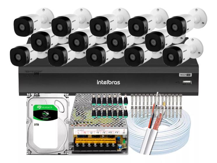 Imagem de Kit 14 Câmeras Multi Hd Intelbras 1120b Dvr 16 Canais Com Hd 3tb