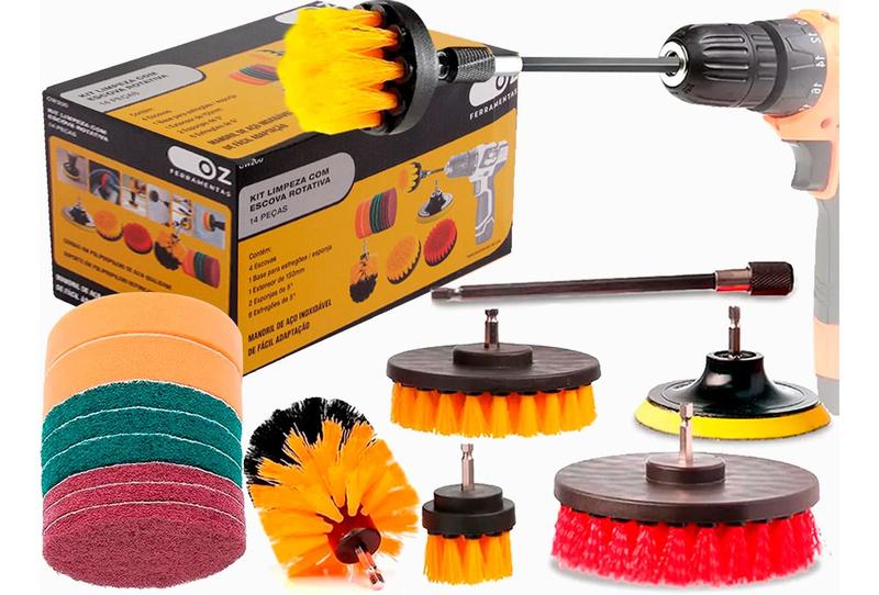 Kit 14 Escova Limpeza Pesada Encaixa Parafusadeira Furadeira Menor preço em Kit 14 Escova Limpeza Pesada Encaixa Parafusadeira Furadeira