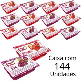 Imagem de Kit 144 Unidades Geleia De Morango e Uva Bom Sabor Em Sachê Blister De 15g Para Hotel Restaurante