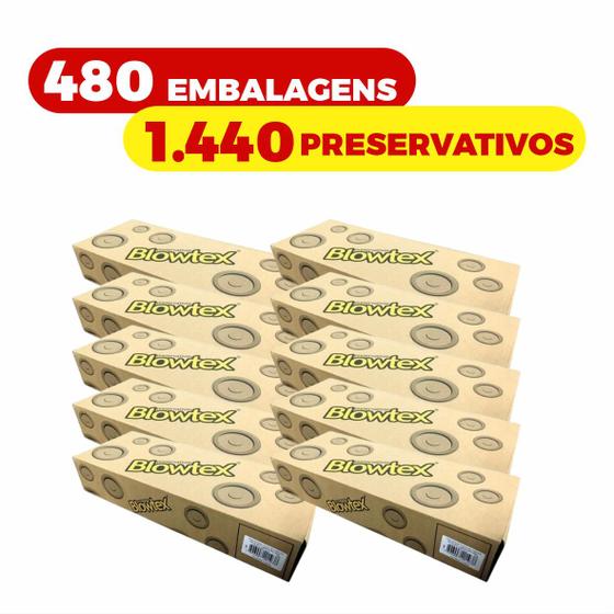 Imagem de Kit 1440 Preservativo Lubrificado Camisinha Blowtex Caixa (3x480)