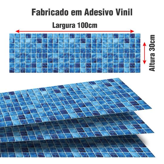 Kit 15 Adesivo Piscina Azulejo Fundo Dagua Azul 100x30cm - Resitank Imagem de Kit 15 Adesivo Piscina Azulejo Fundo Dagua Azul 100x30cm
