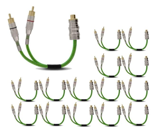 Imagem de Kit 15 Cabos Y Technoise 2M/1F Série 400 Blindado - Verde