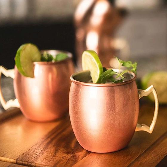 Imagem de Kit 15 Canecas Moscow Mule Em Cobre 500 Ml - Alças Em Bronze