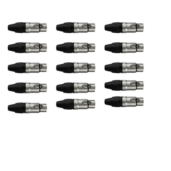 Imagem de Kit 15 Conectores Linha Xlr Plug Fêmea 3 Polos  Wireconex WC-1003