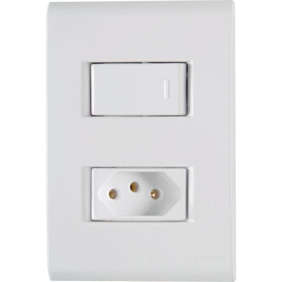 Imagem de Kit 15 conjunto 1 interruptor simples + 1 tomada 2p+t 20a tramontina liz