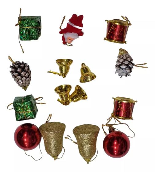 Imagem de Kit 15 Enfeites De Natal Bolas Estrelas Decoração Natalina