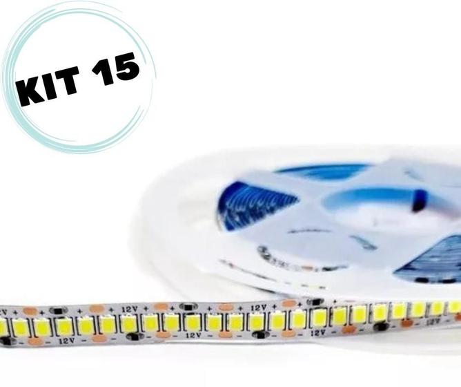 Imagem de Kit 15 Fita Led 2835 5m 240leds / M 3000k 12v Ip20