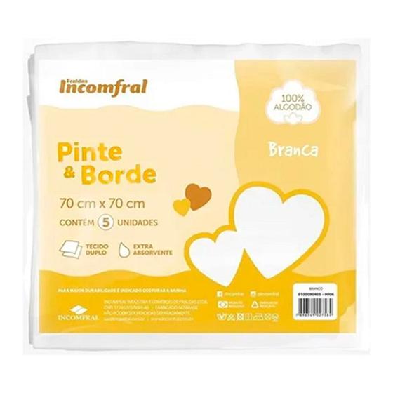 Imagem de Kit 15 Fraldas Luxo 100% Algodão Pinte Borde 70x70 Cor Rosa Incomfral