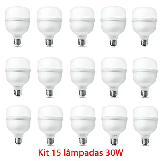 Imagem de kit 15 Lâmpadas Super Bulbo Alta Potência LED 30W Branco Frio