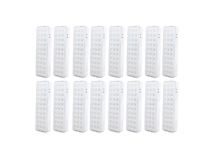 Imagem de Kit 15 Luminárias de Emergência 30 LEDs Slim - Segurimax