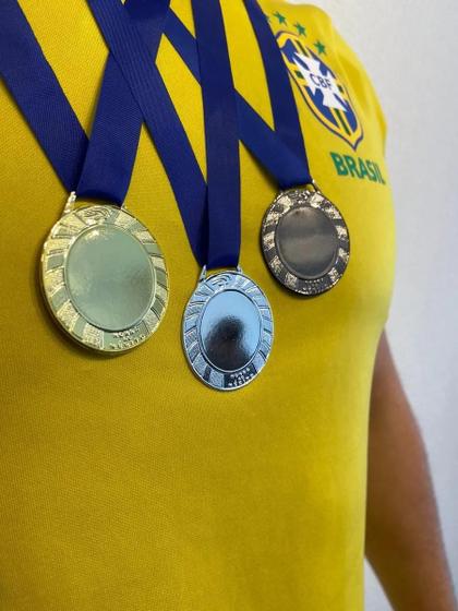 Imagem de Kit 15 Medalhas Centro Liso Personalizar Ouro Prata Bz 5CM