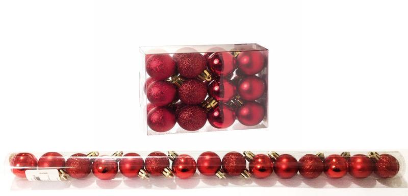 Imagem de Kit 15 Mini Bolas Natal Vermelha Glitter, Fosca, Lisa 3cm