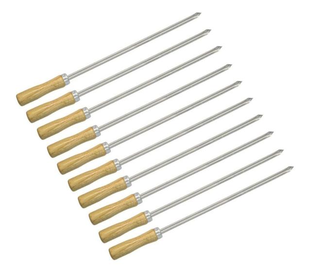 Imagem de Kit 15 Mini Espetos Espetinho Churrasco Inox 40cm Resistente