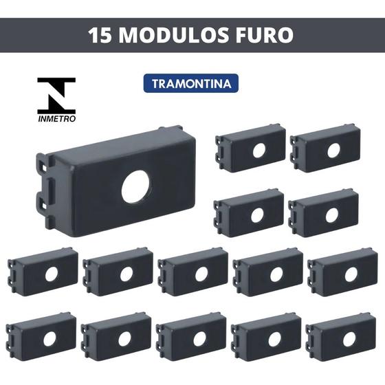 Imagem de Kit 15 módulo tampo furo liz  grafite tramontina