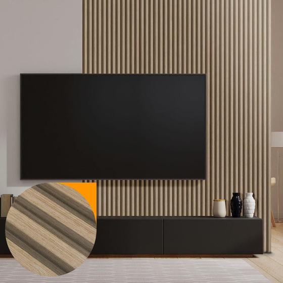 Imagem de Kit 15 Painel Ripado Prime Madeira PVC Carvalho Lisboa Dual Touch 2,9m x 16cm