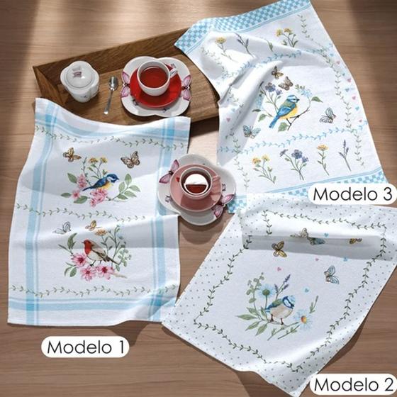 Imagem de Kit 15 Panos de Copa Felpudo Estampado Jardim - Dohler