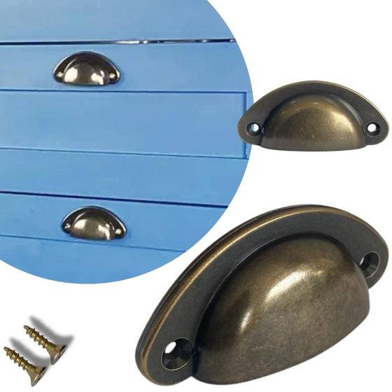 Imagem de Kit 15 Puxador Concha Rustico P/ Gavetas Armários Móveis