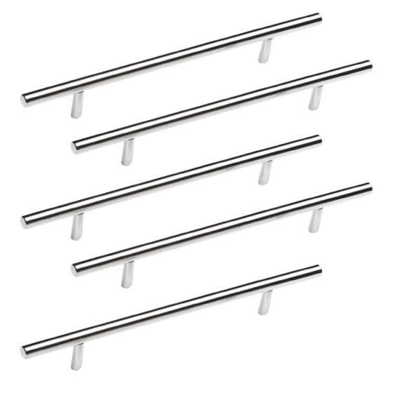 Imagem de Kit 15 Puxadores Redondo Haste Inox Escovado 128mm Armários