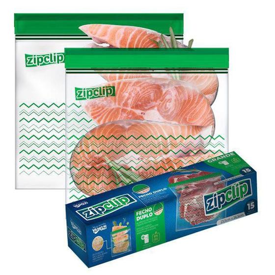 Imagem de Kit 15 sacos hermeticos freezer zip clip 23,5x26,5cm - Casa Hera Maria