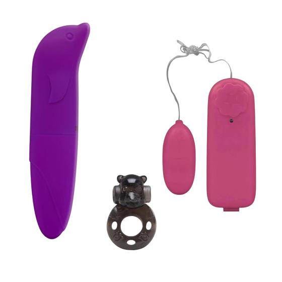 Imagem de Kit 15 Sex Shop Vibrador Golfinho e Bullet + Anel Peniano