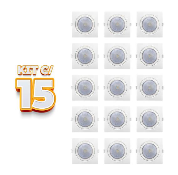 Imagem de Kit 15 Spots LED Taschibra AllTop Quadrado Embutir PAR30 10W 45