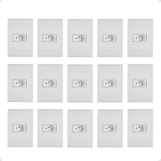 Imagem de Kit 15 Tomada Simples 10a 4x2 Branco Embutir Liz Tramontina